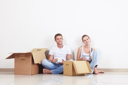 Professional movers carrying furniture in Hatchend