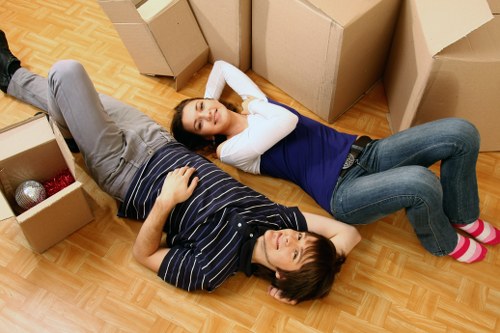 Business inventory and boxes arranged in Hatchend self storage